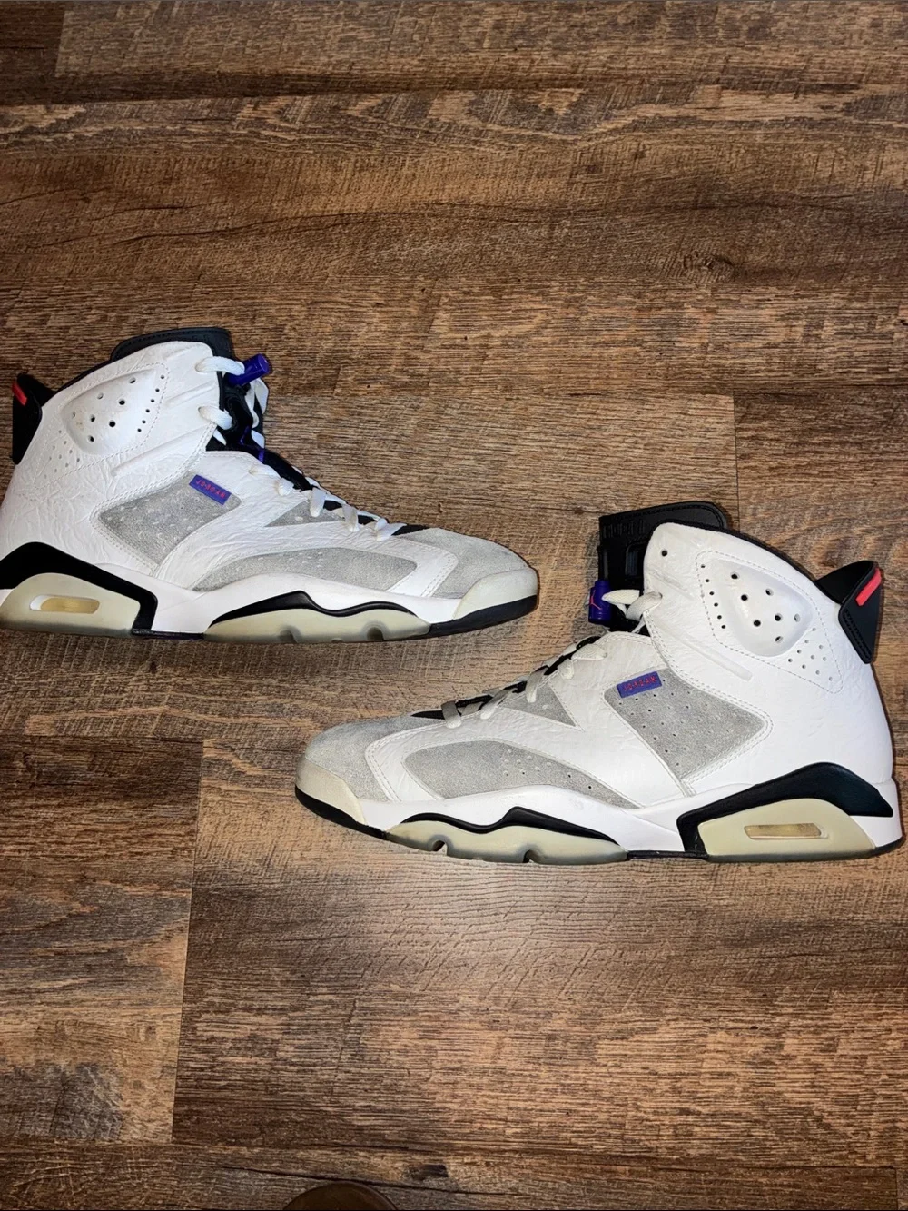 Jordan Men’s High-Top Sneakers — White, Gray, Black & Purple Accents